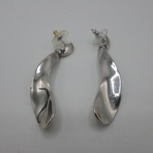 Trifari Earrings Twisted Silver Tone Pierced